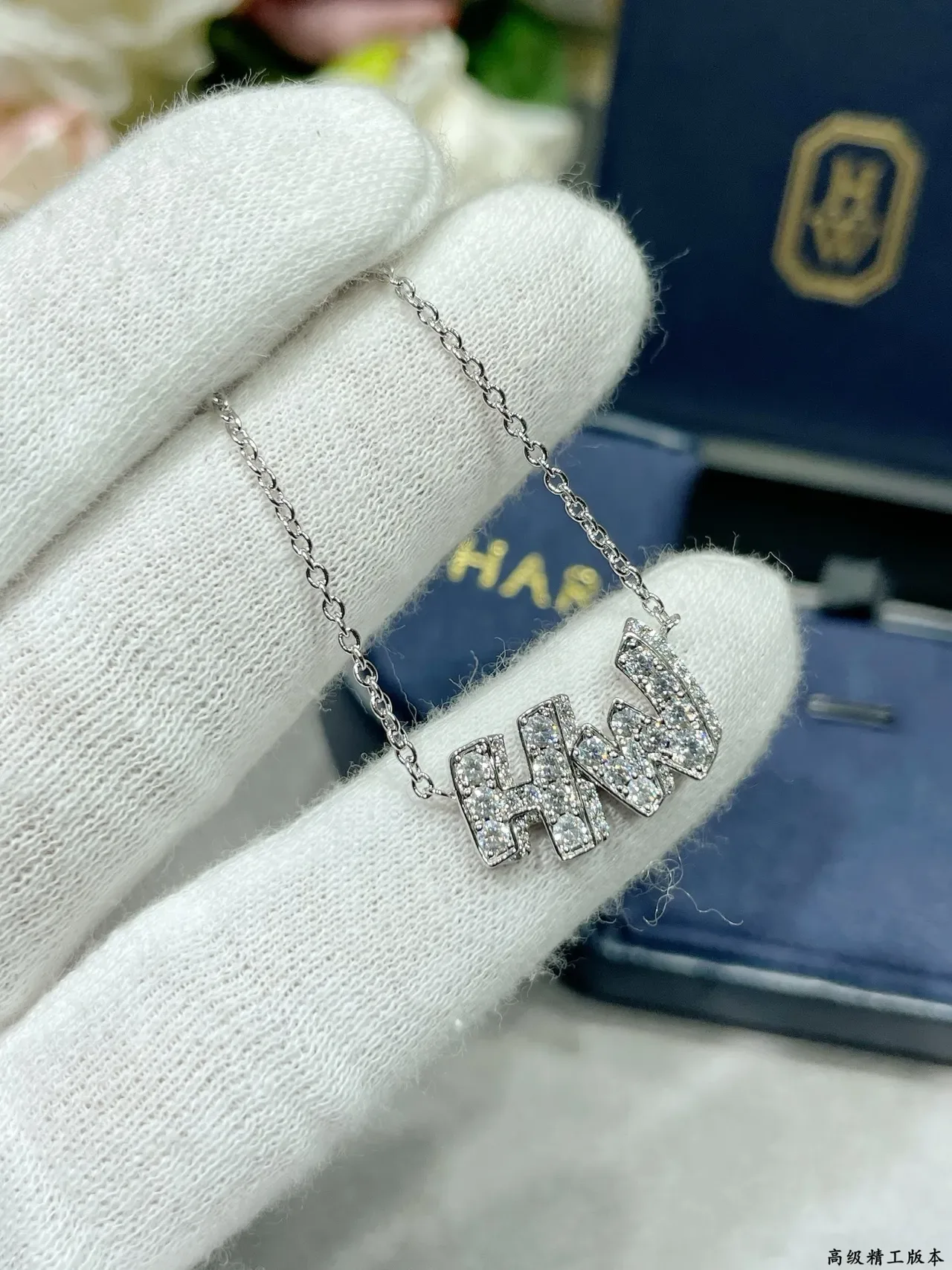 Pave-Set Initial Monogram Pendant Necklace 4