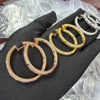 Pavé-Set Multi-Tone Hoop Earrings