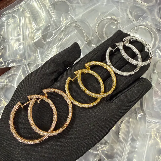 Pavé-Set Multi-Tone Hoop Earrings 2