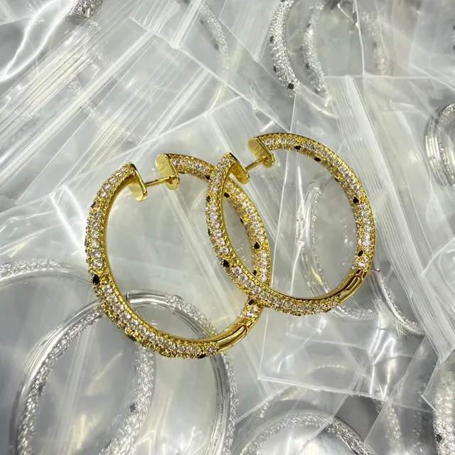 Pavé-Set Multi-Tone Hoop Earrings 3