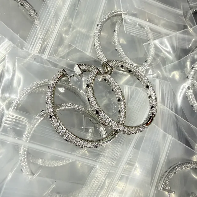 Pavé-Set Multi-Tone Hoop Earrings 8