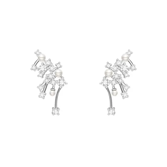 Pearl and Crystal Floral Cluster Earrings 3