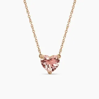 Collar con colgante de corazón en oro rosa y gemas facetadas
