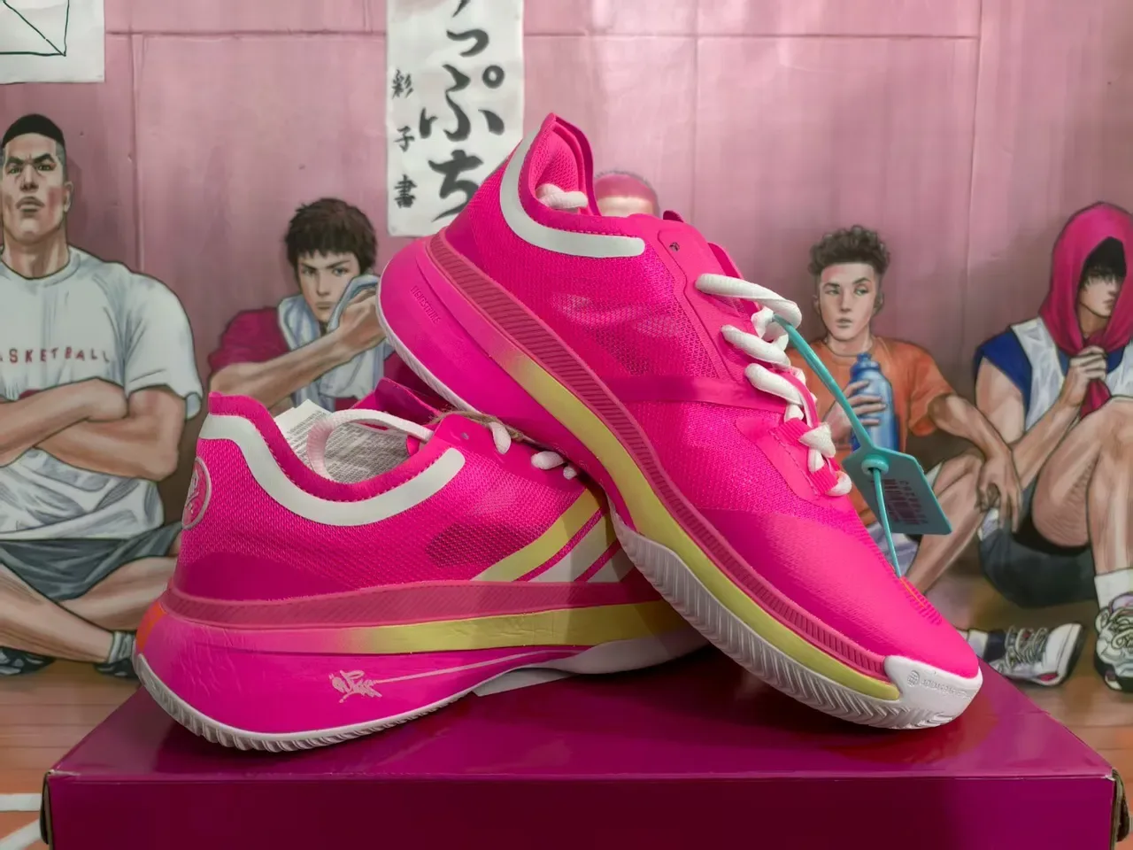 Pink Yellow Mesh Upper Low-Top Silhouette Sneakers 2