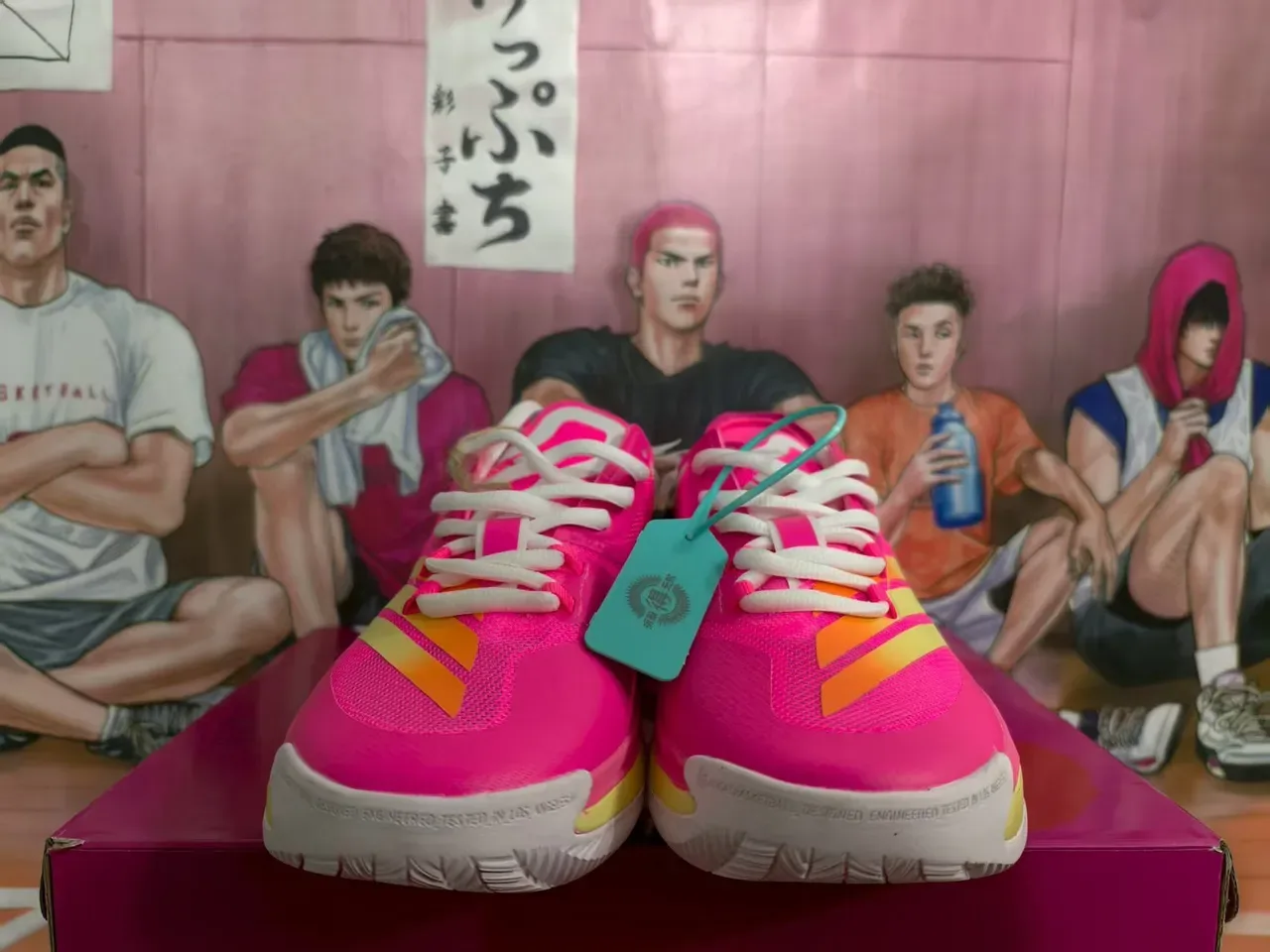 Pink Yellow Mesh Upper Low-Top Silhouette Sneakers 3