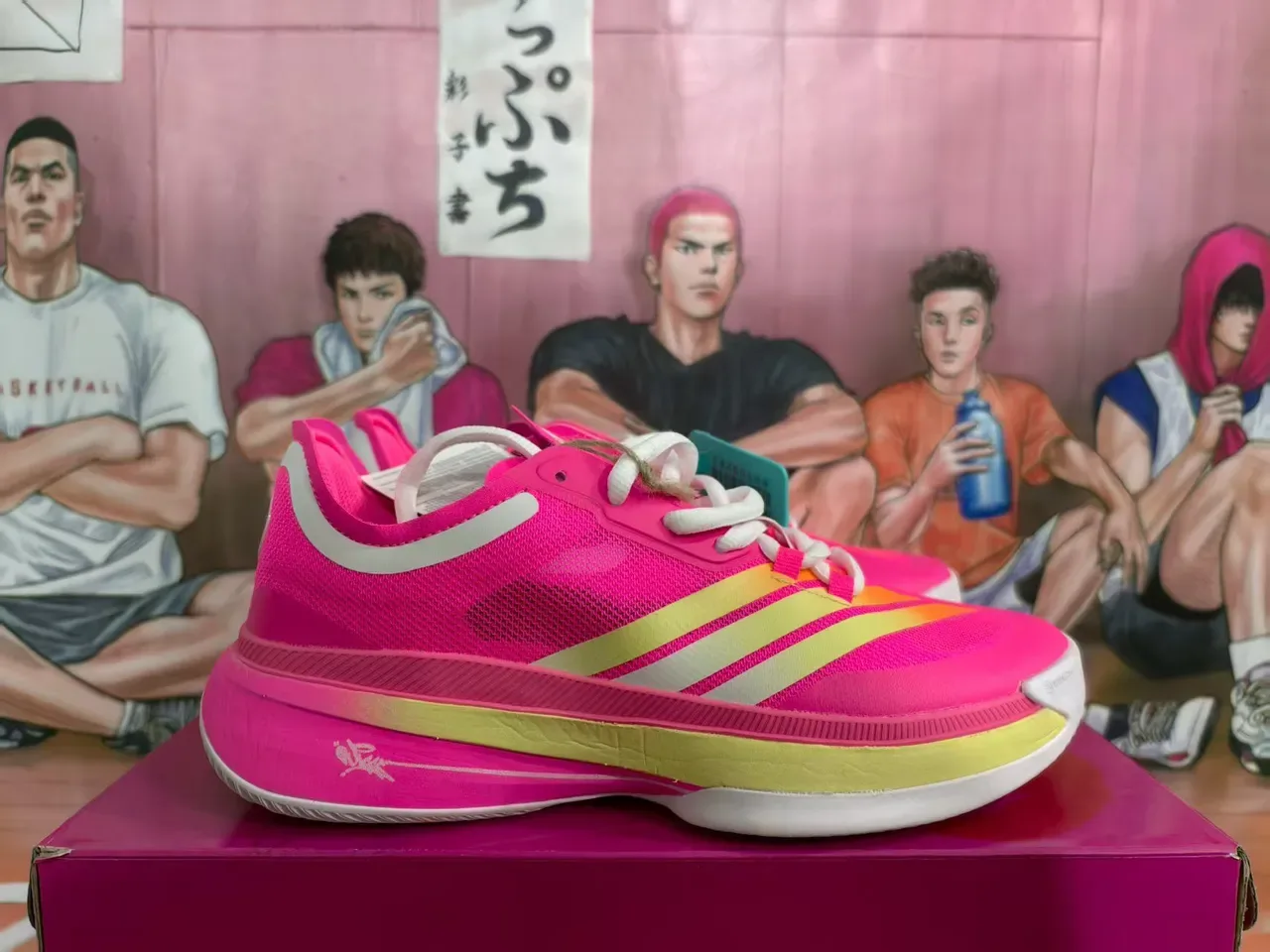Pink Yellow Mesh Upper Low-Top Silhouette Sneakers 4