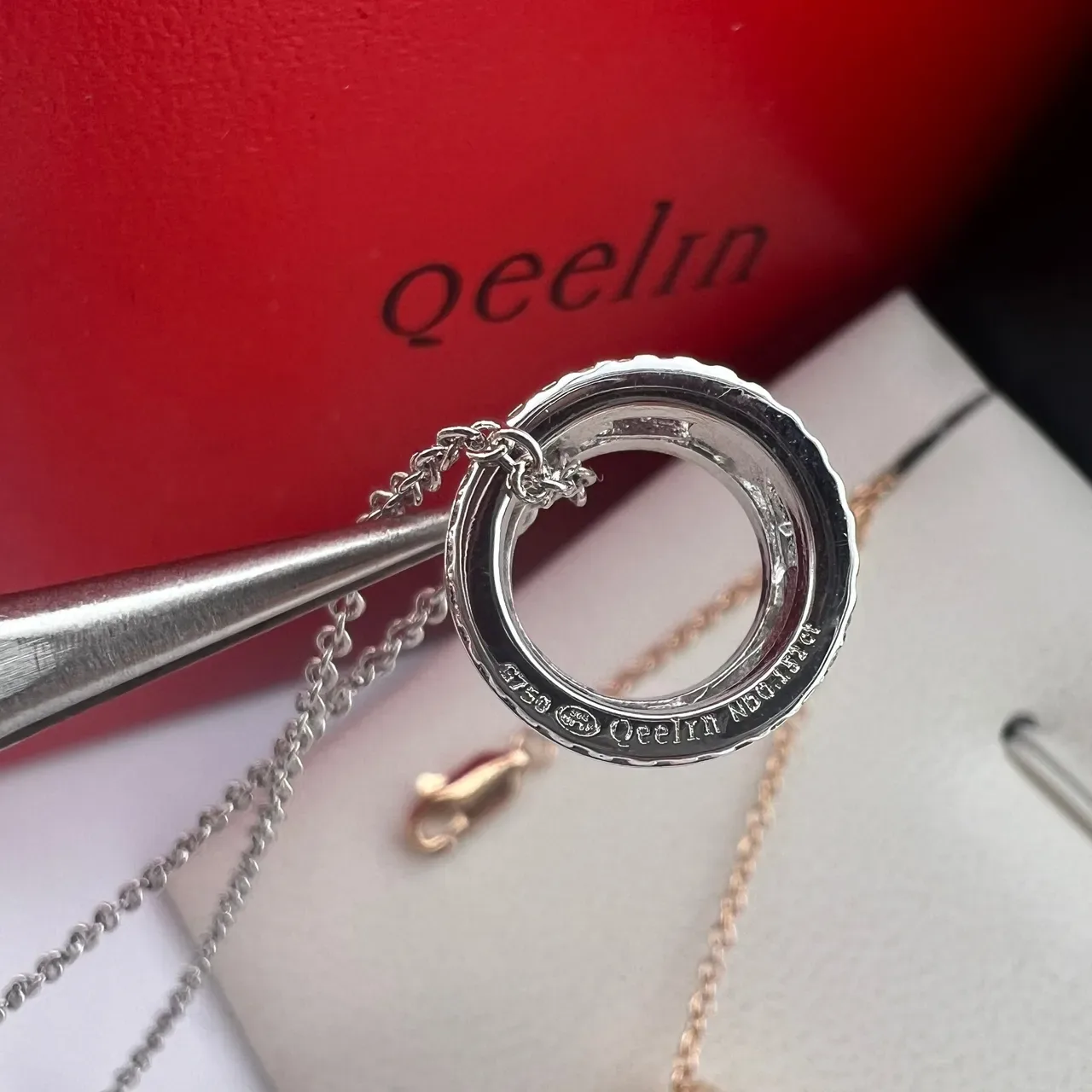 Qeelin Wulu Dual-Cylinder Red Enamel and Pavé Crystal Necklace 2