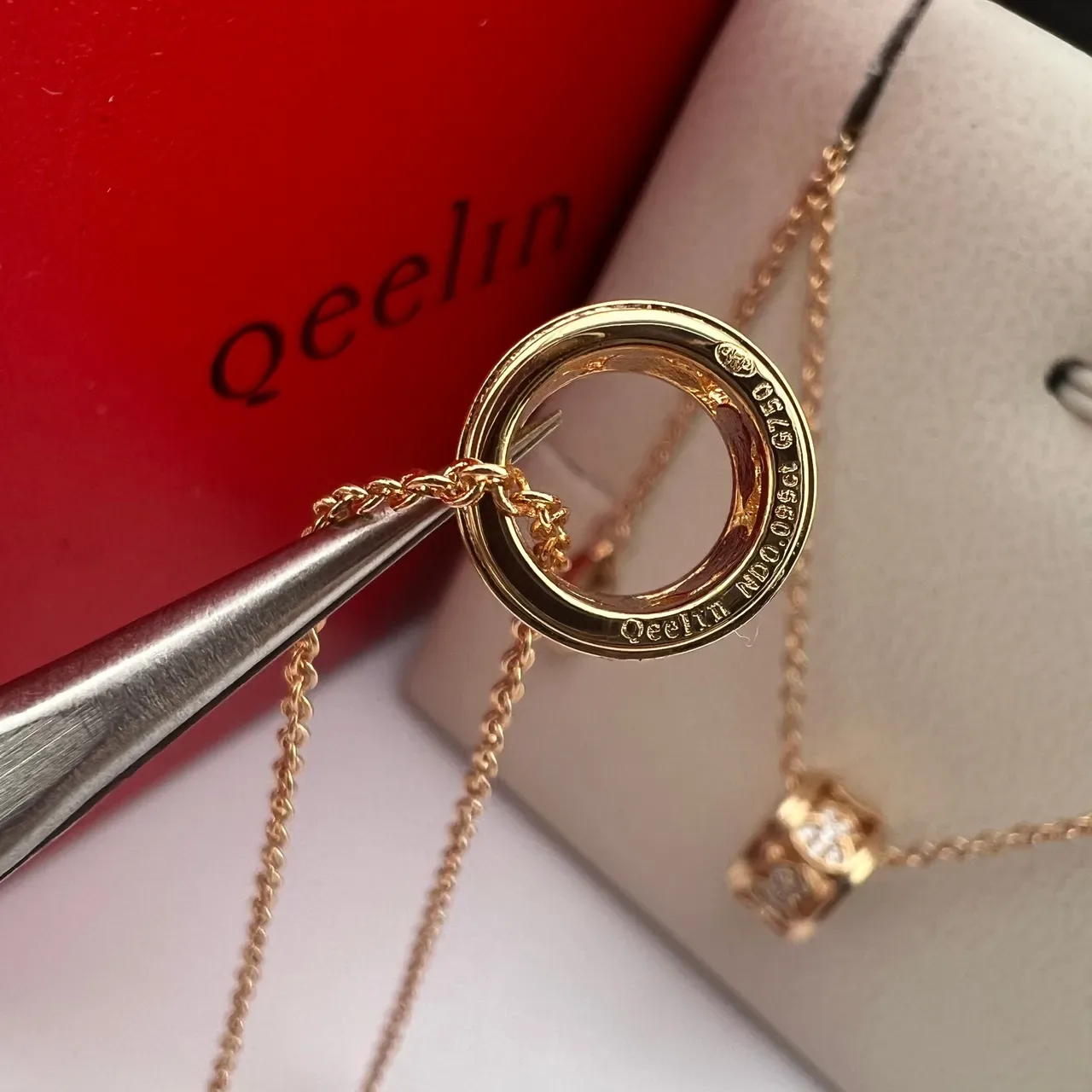 Qeelin Wulu Dual-Cylinder Red Enamel and Pavé Crystal Necklace 3