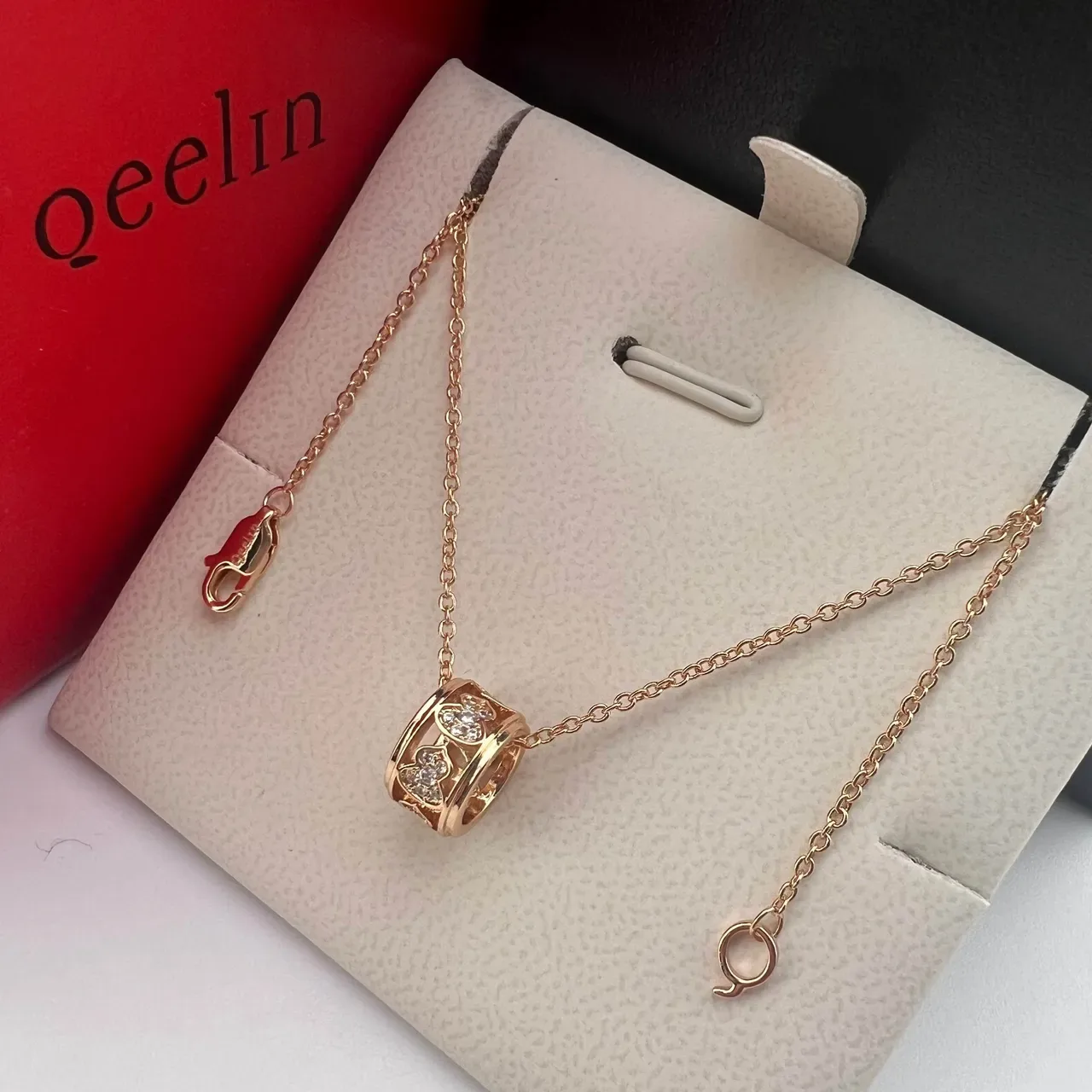 Qeelin Wulu Dual-Cylinder Red Enamel and Pavé Crystal Necklace 4