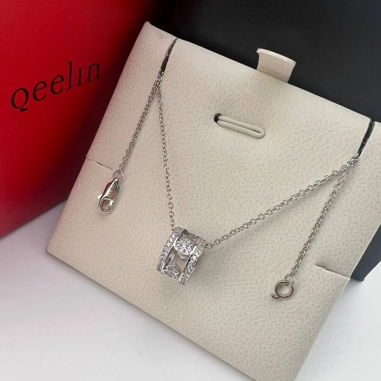 Qeelin Wulu Dual-Cylinder Red Enamel and Pavé Crystal Necklace 5