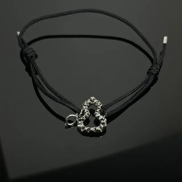 Red Black Cord-Woven Adjustable Knot Closure Bracelet 3