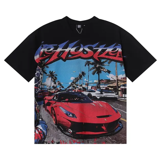 Red Black Graphic Front Print Bold Back Text T-Shirt 5