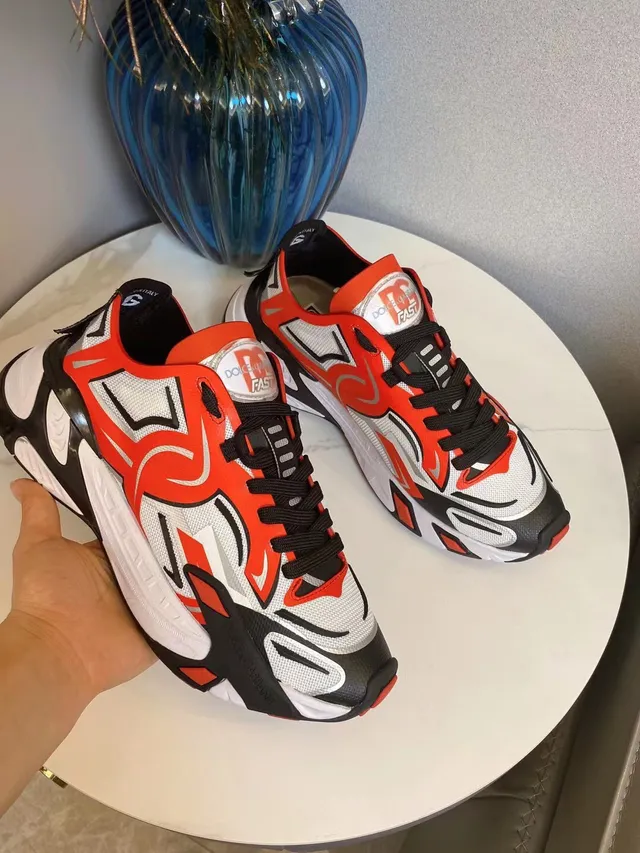Red Black Oversized Sculpted Midsole Abstract Flame-Style Graphic Overlays Chunky Sneakers 6