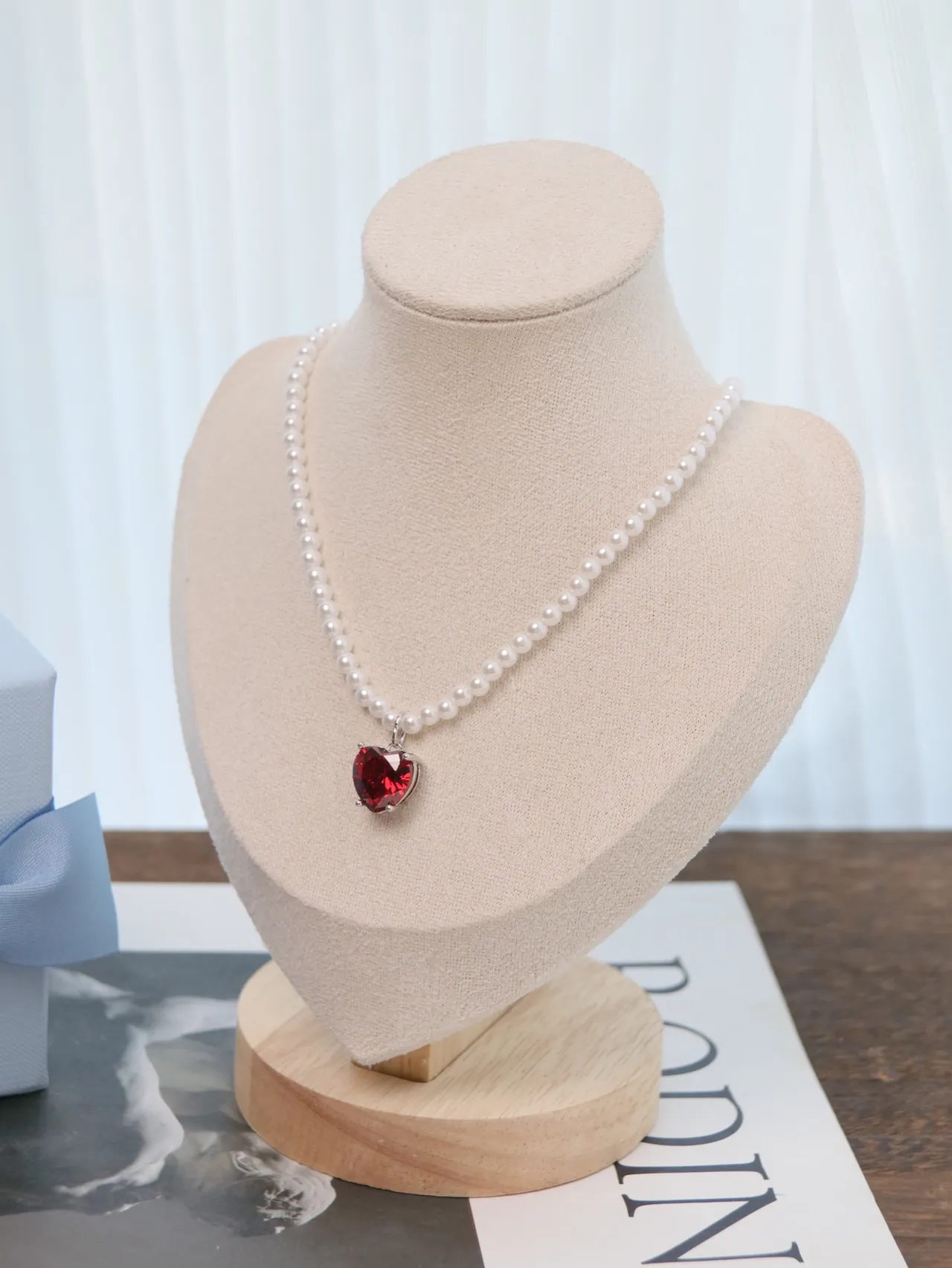 Red Crystal Heart Wire Wrap Earrings 2