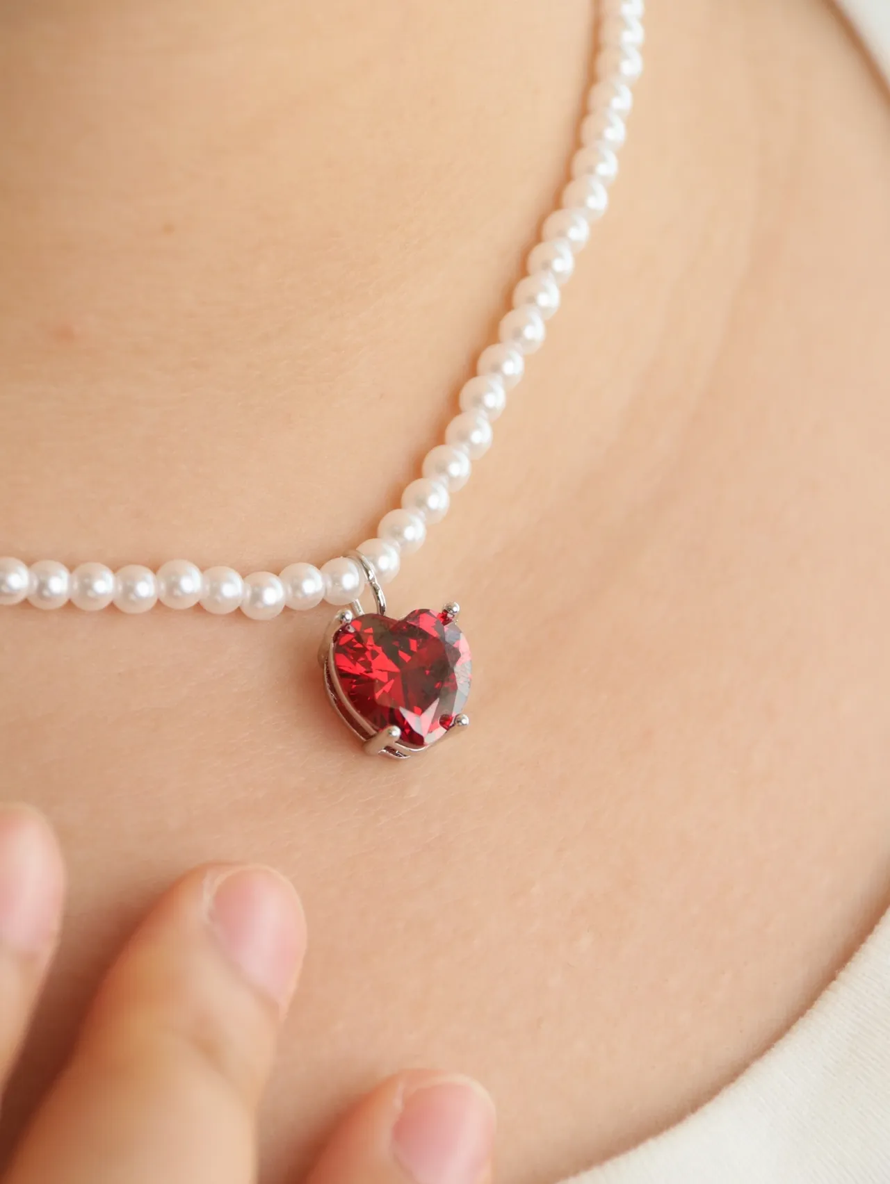 Red Crystal Heart Wire Wrap Earrings 3