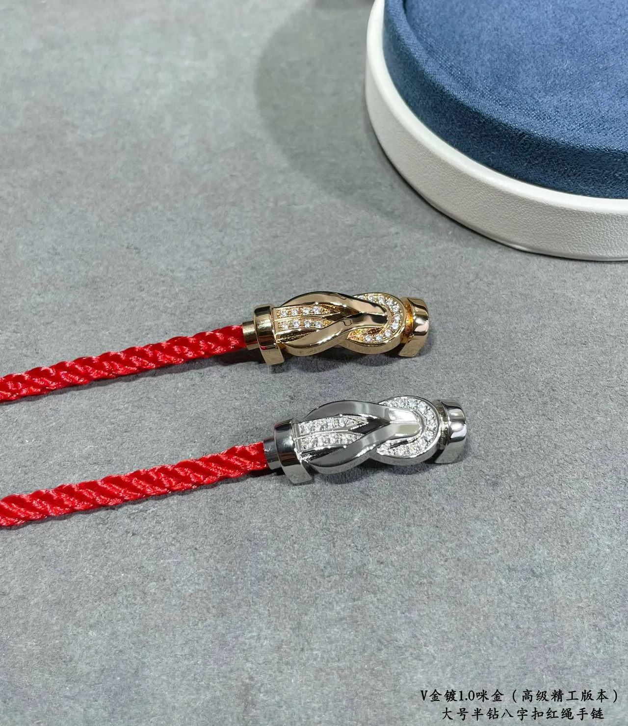 Red Gold Braided Cord Knot-Shaped Metal Clasp Bracelet 2