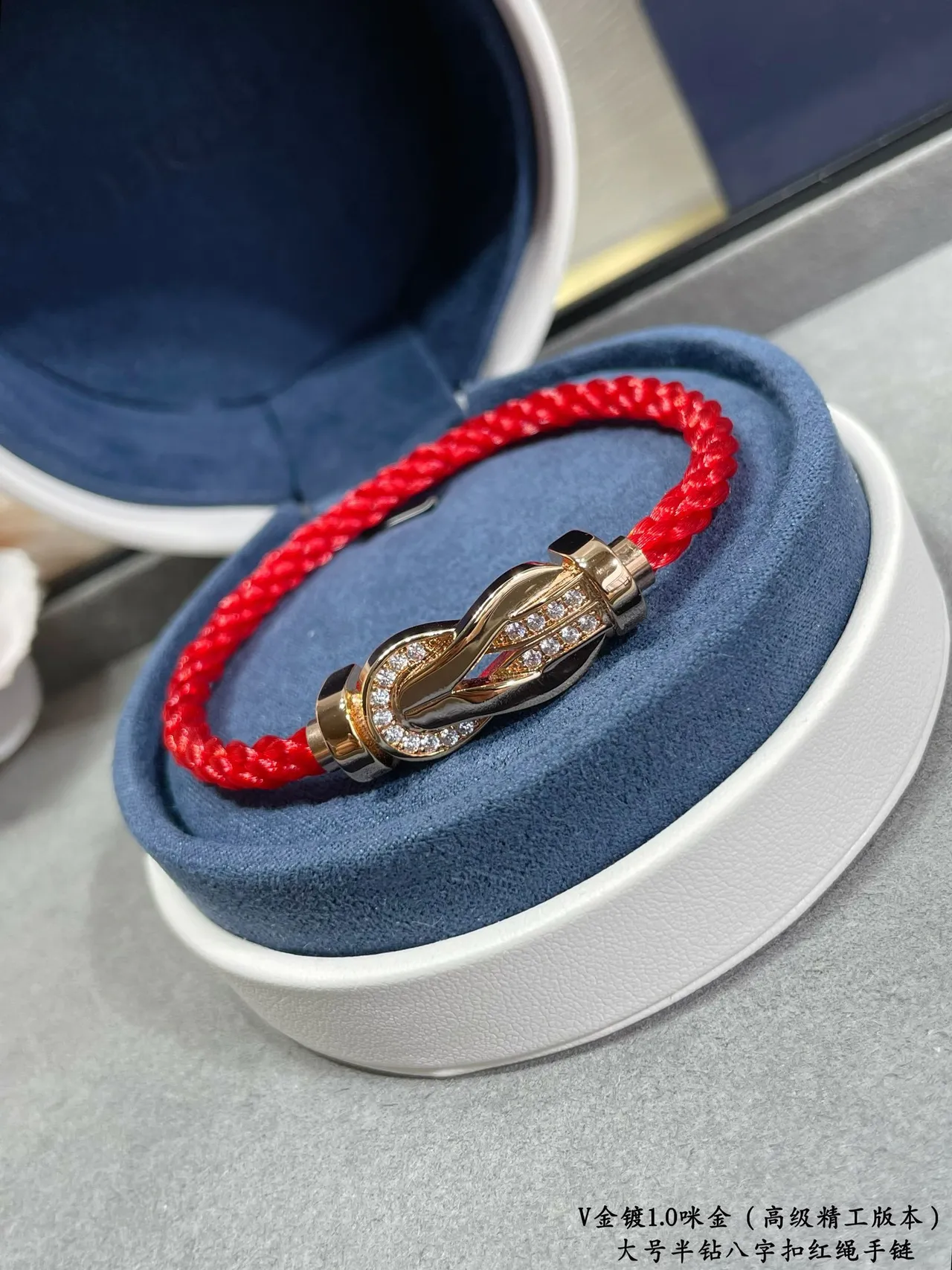 Red Gold Braided Cord Knot-Shaped Metal Clasp Bracelet 5
