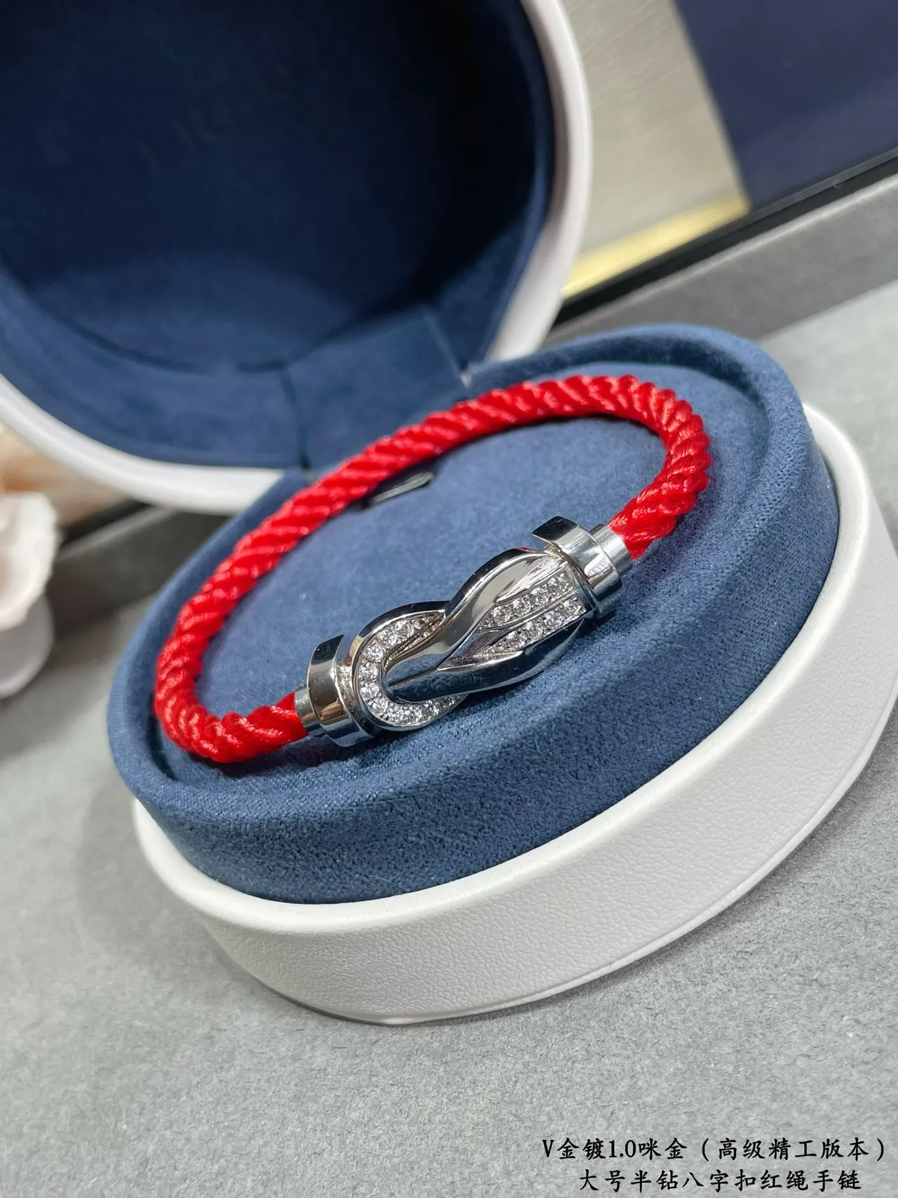 Red Gold Braided Cord Knot-Shaped Metal Clasp Bracelet 6