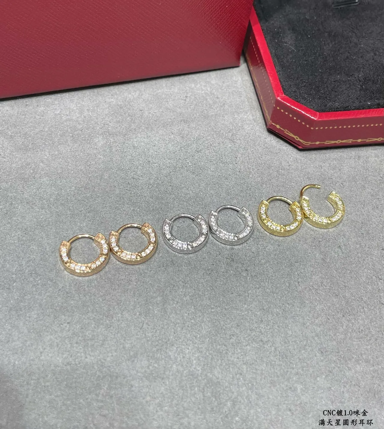 Rose Gold Pavé Curved Hoop Earring 2