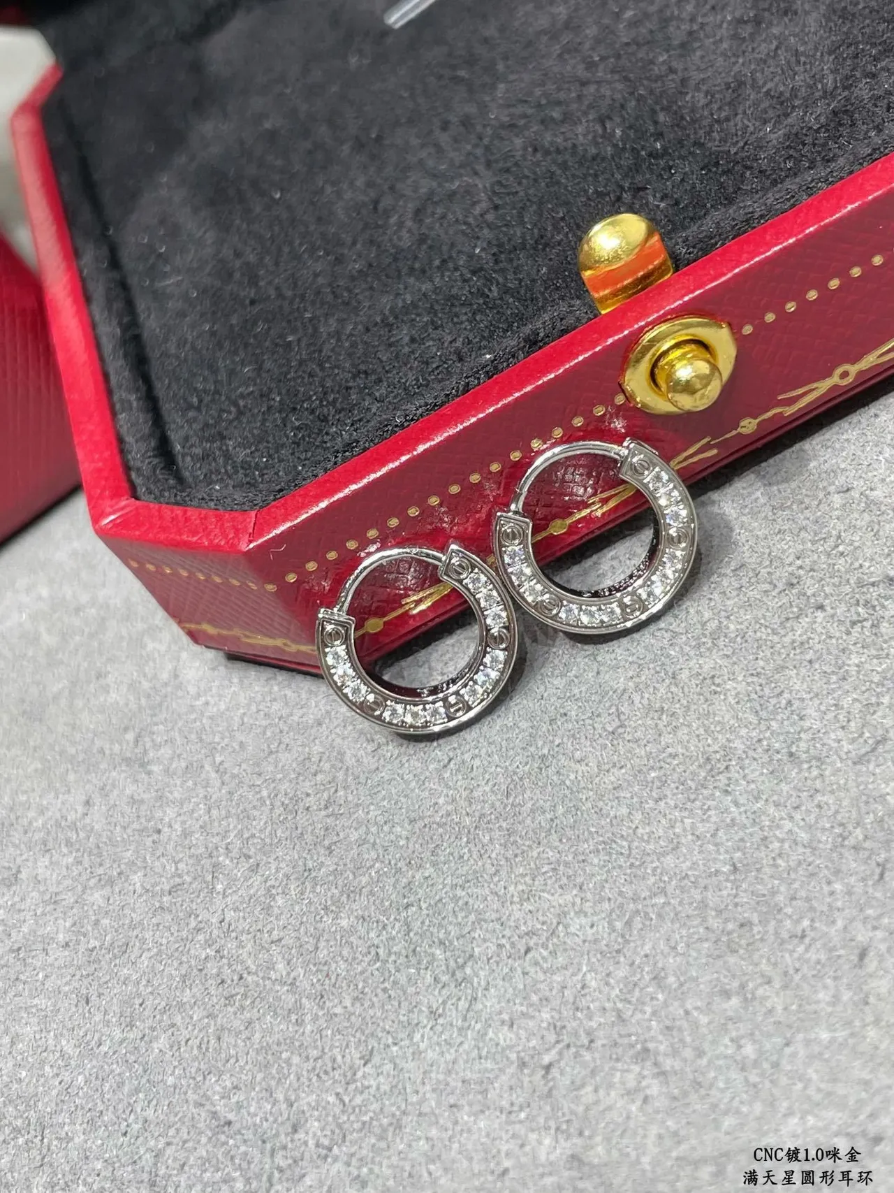 Rose Gold Pavé Curved Hoop Earring 9