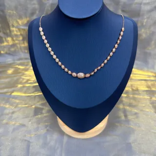 Collier en or rose Pavé Oval et Marquise Link