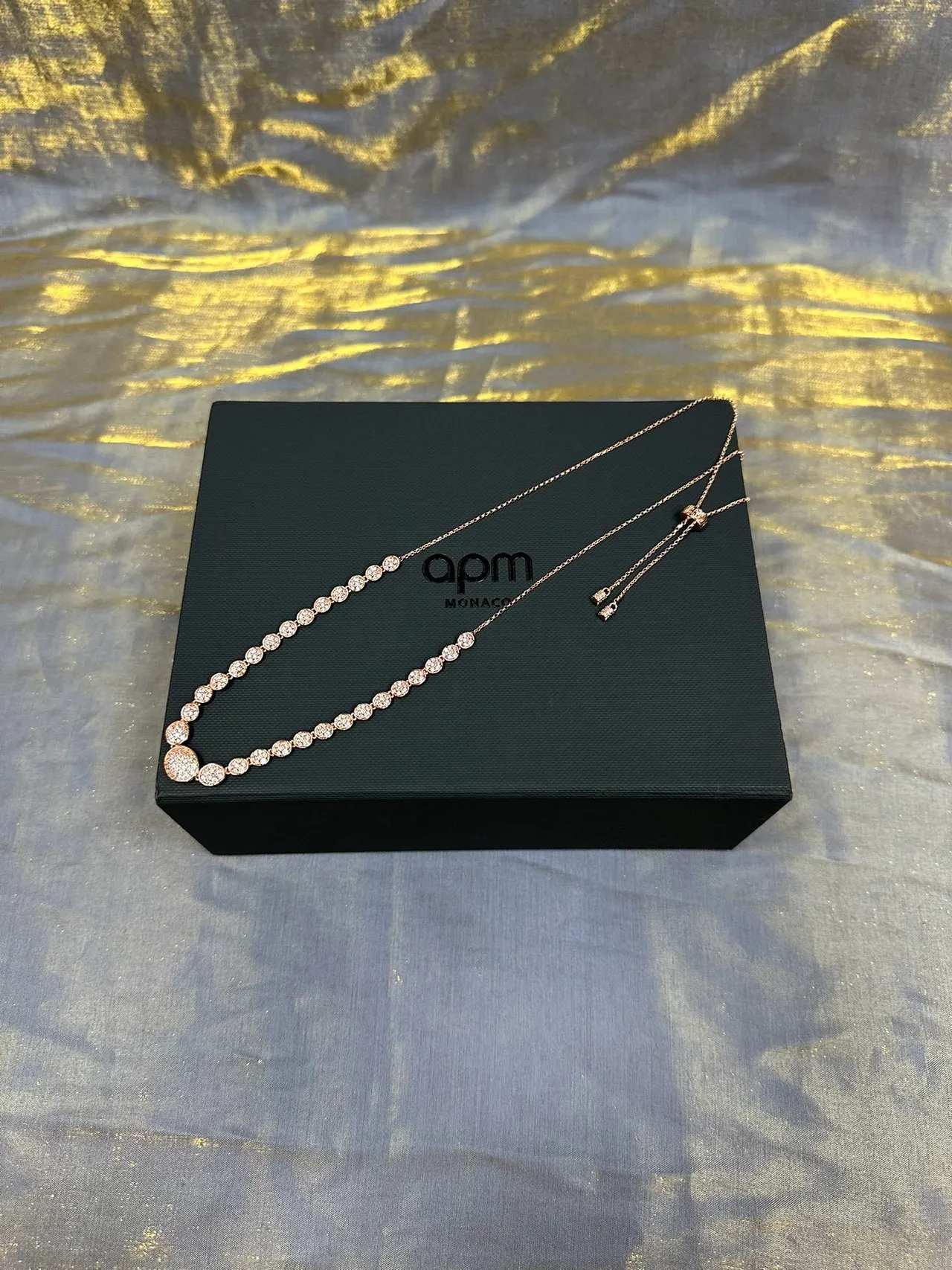 Rose Gold Tone Pavé Oval and Marquise Link Necklace 5