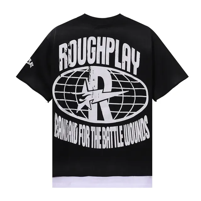 ROUGH Bandaid For The Battle Wounds Graphic Distressed T-Shirt 3