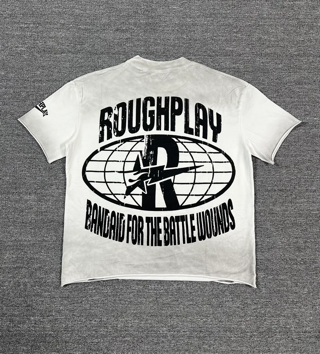 Roughplay Distressed Black Acid-Wash Double-Sided Graphic T-Shirt 2
