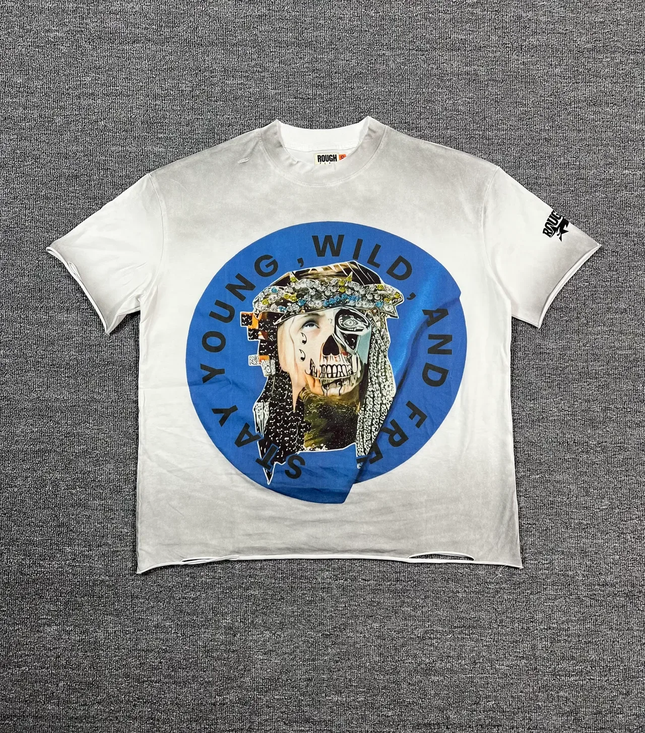 Roughplay Distressed Black Acid-Wash Double-Sided Graphic T-Shirt 3