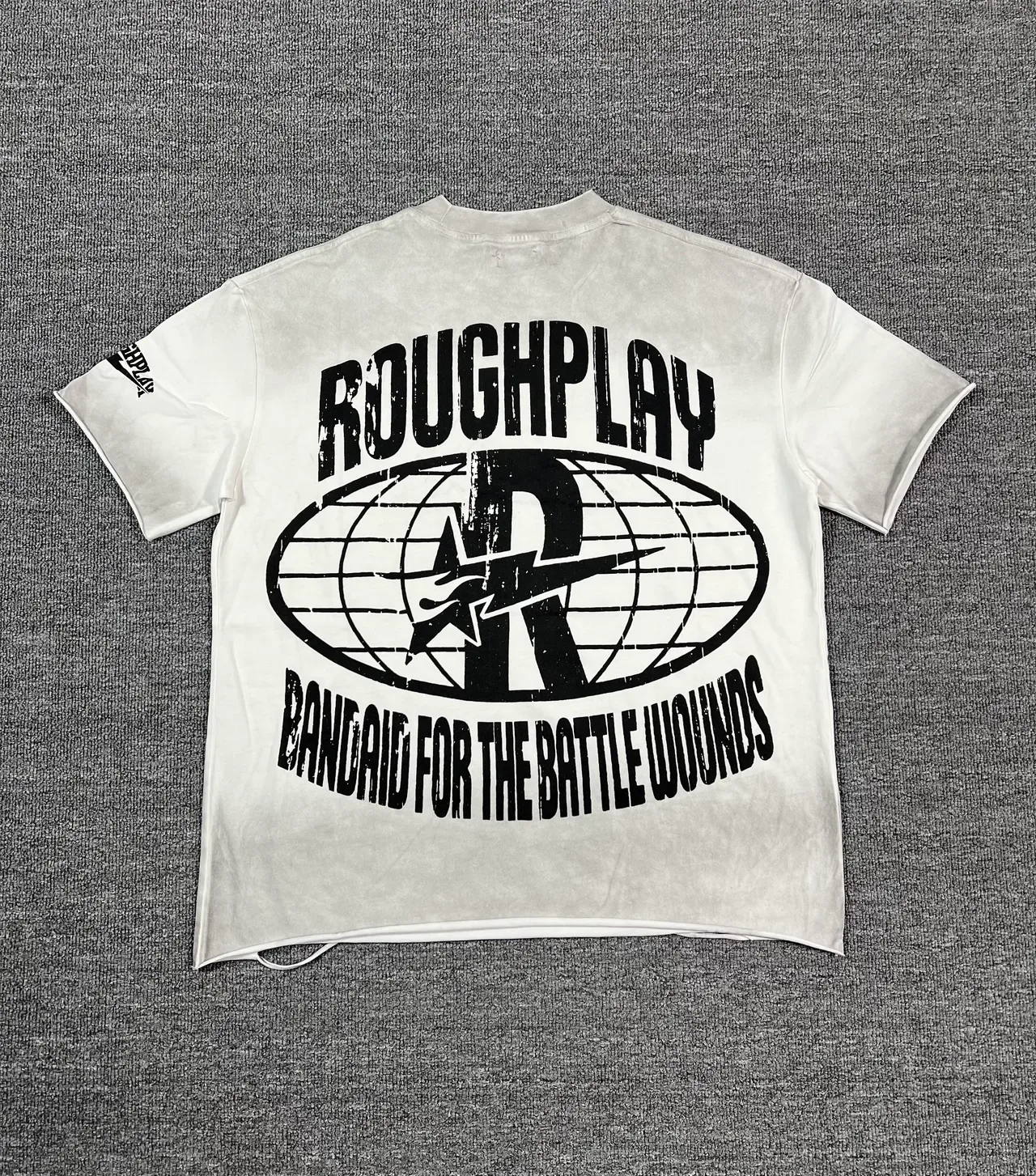 Roughplay Distressed Black Acid-Wash Double-Sided Graphic T-Shirt 6