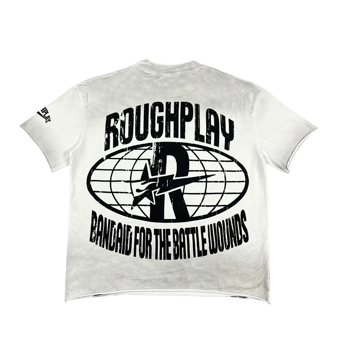 Roughplay Distressed Black Acid-Wash Double-Sided Graphic T-Shirt 13