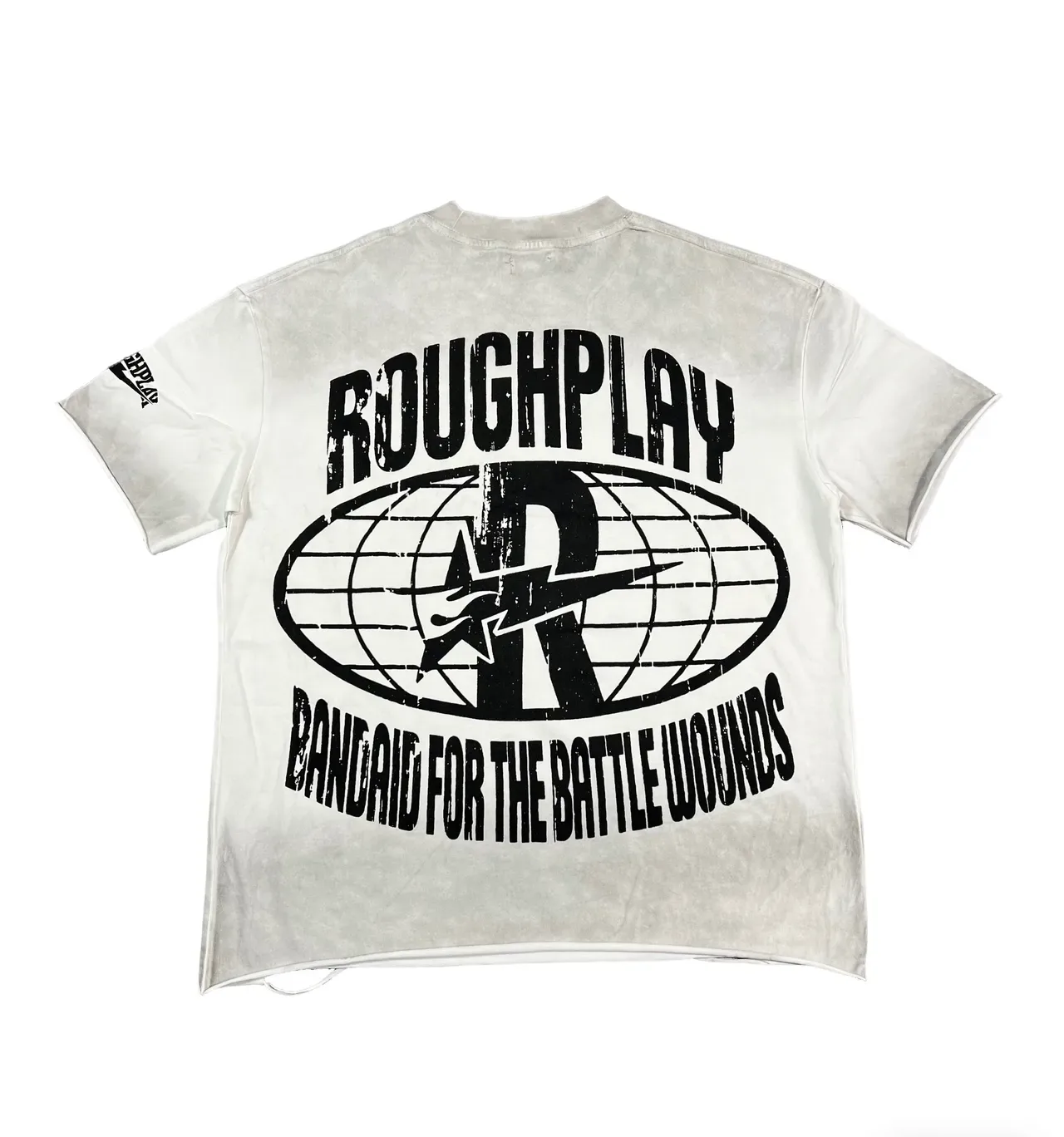 Roughplay Distressed Black Acid-Wash Double-Sided Graphic T-Shirt 16
