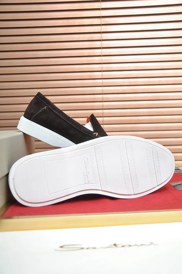Santoni Brown Orange Suede Upper White Contrast Sole Loafer 3