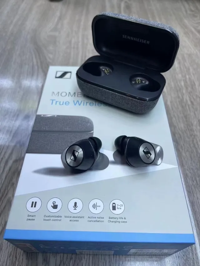 Sennheiser Momentum True Wireless Preto Prata Matte Circular Faceplates TWS Fones de Ouvido 5
