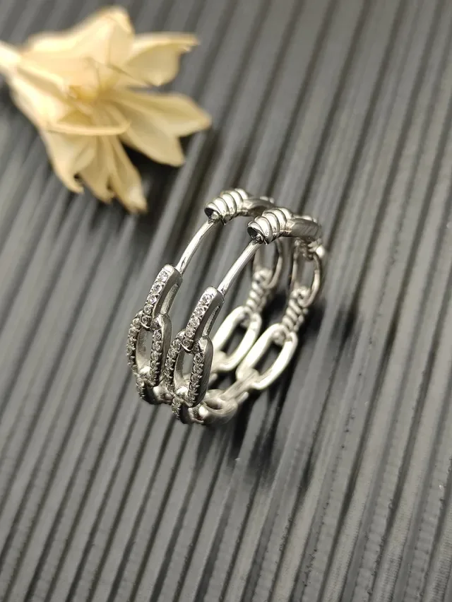 Silver and Gold Chain-Link Pavé Hoop Earrings 8