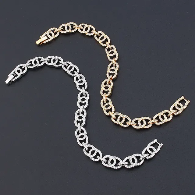 Silver and Gold Pave Double-Link Chain Necklaces 3