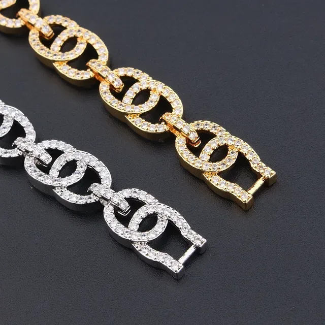 Silver and Gold Pave Double-Link Chain Necklaces 4
