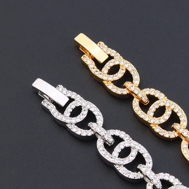 Silver and Gold Pave Double-Link Chain Necklaces 5