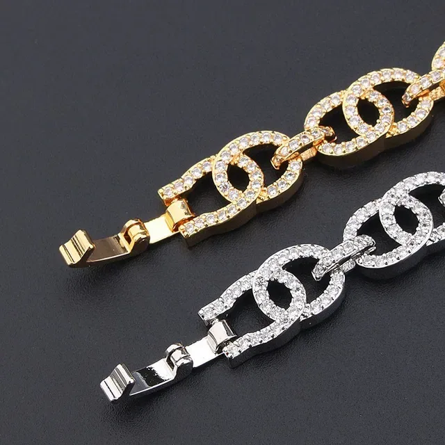 Silver and Gold Pave Double-Link Chain Necklaces 6