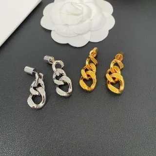 Silver and Gold Twisted Link Chain Drop Earrings