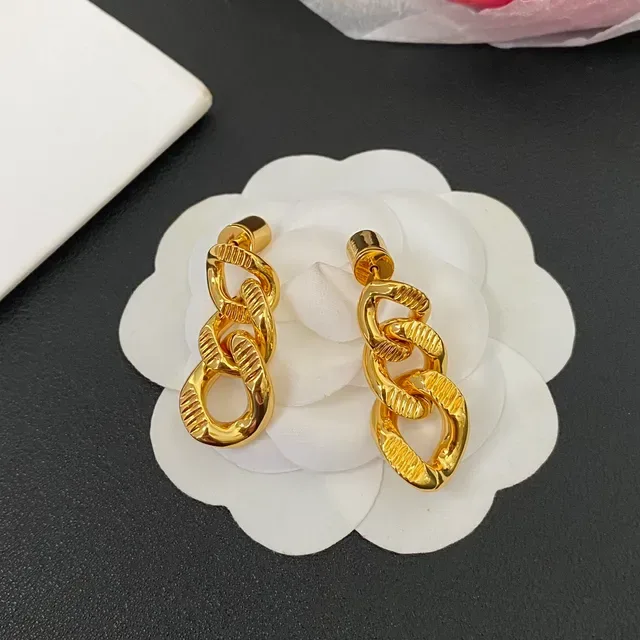 Silver and Gold Twisted Link Chain Drop Earrings 5