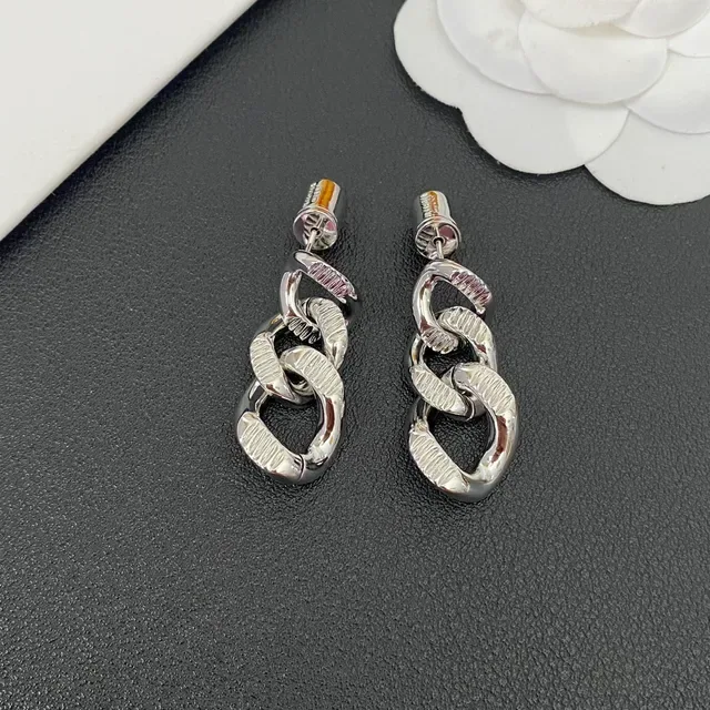 Silver and Gold Twisted Link Chain Drop Earrings 7