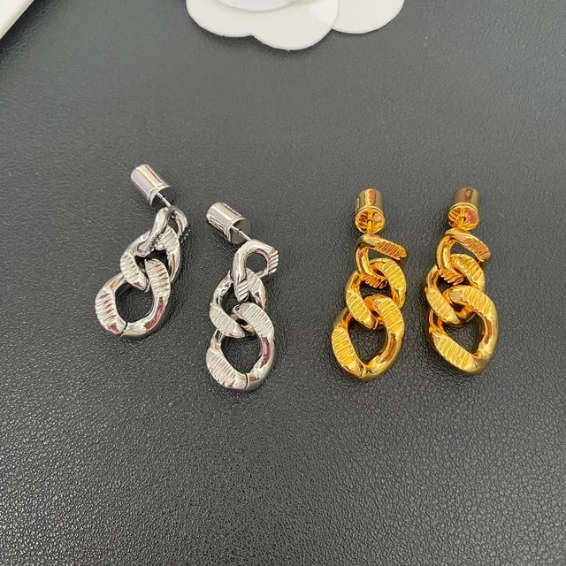 Silver and Gold Twisted Link Chain Drop Earrings 8