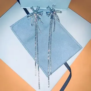 Silver Blue Starburst Motif Crystal-Encrusted Earrings