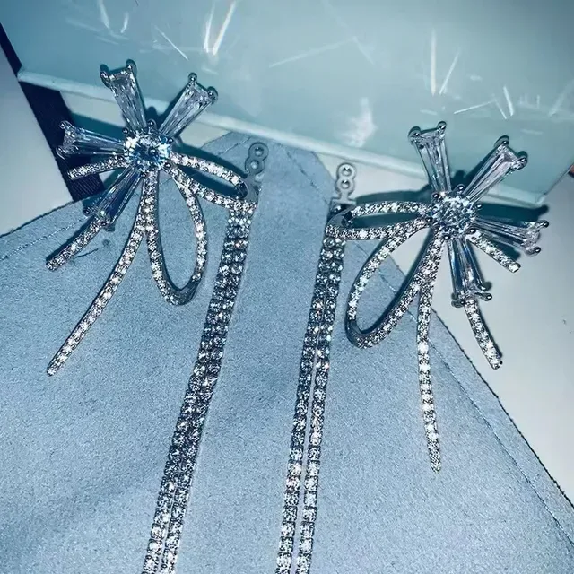 Silver Blue Starburst Motif Crystal-Encrusted Earrings 8