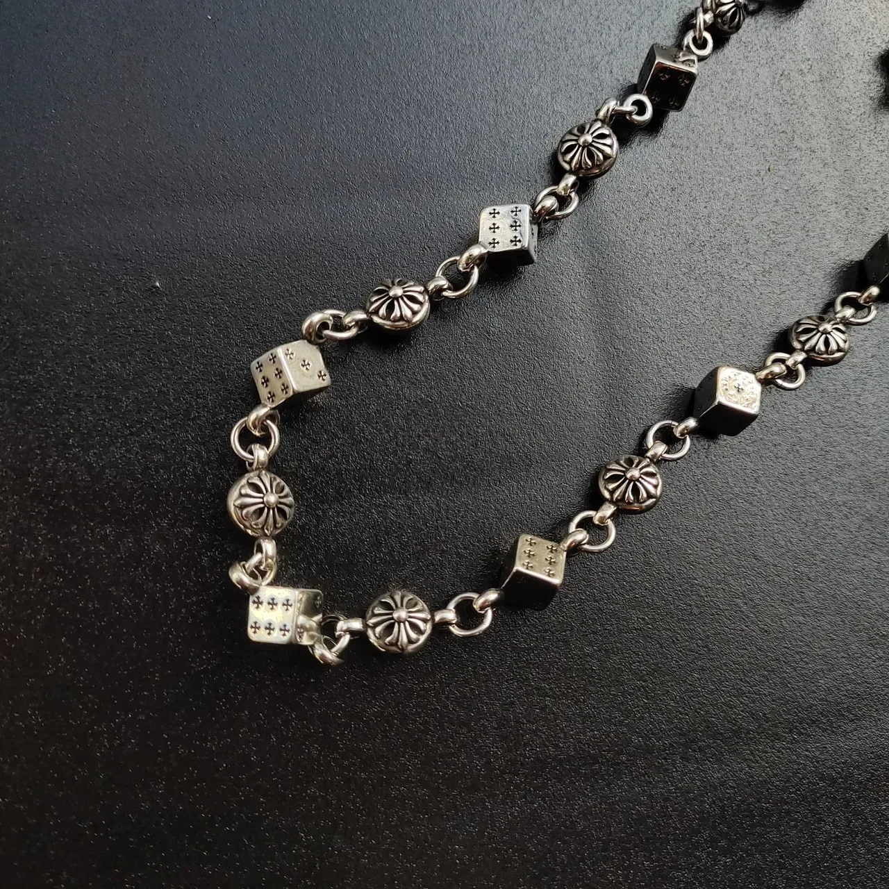 Silver Chain Floral Charms Necklace 4