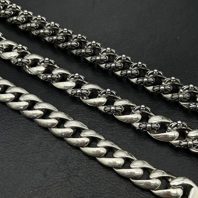 Silver Chunky Curb Link Ornate Floral-Engraved Clasp Bracelet 4