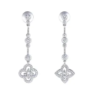 Silver Drop Quatrefoil Pendant Earrings