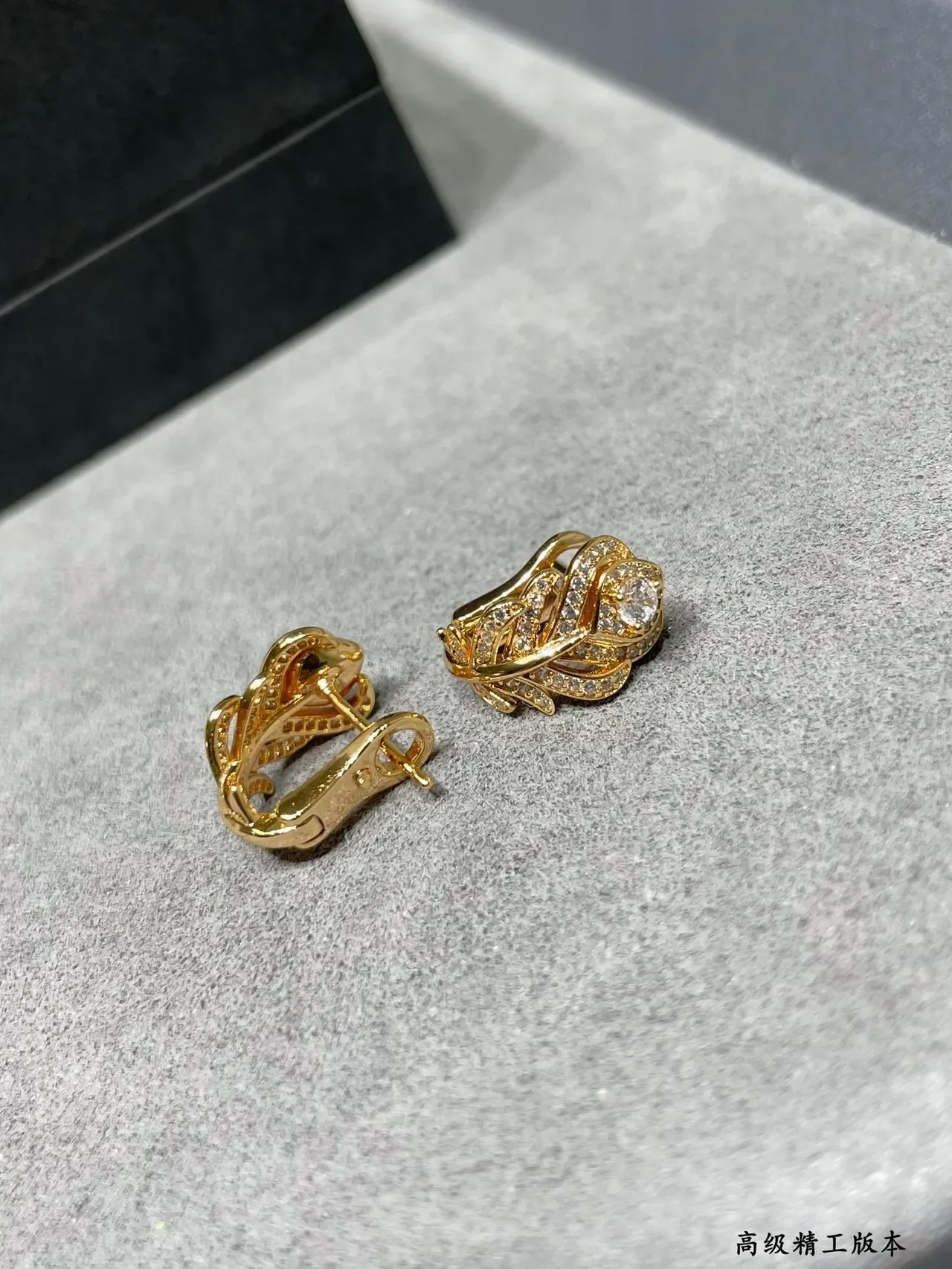 Silver Floral Pavé-Set Hinged Lever-Back Earrings 2