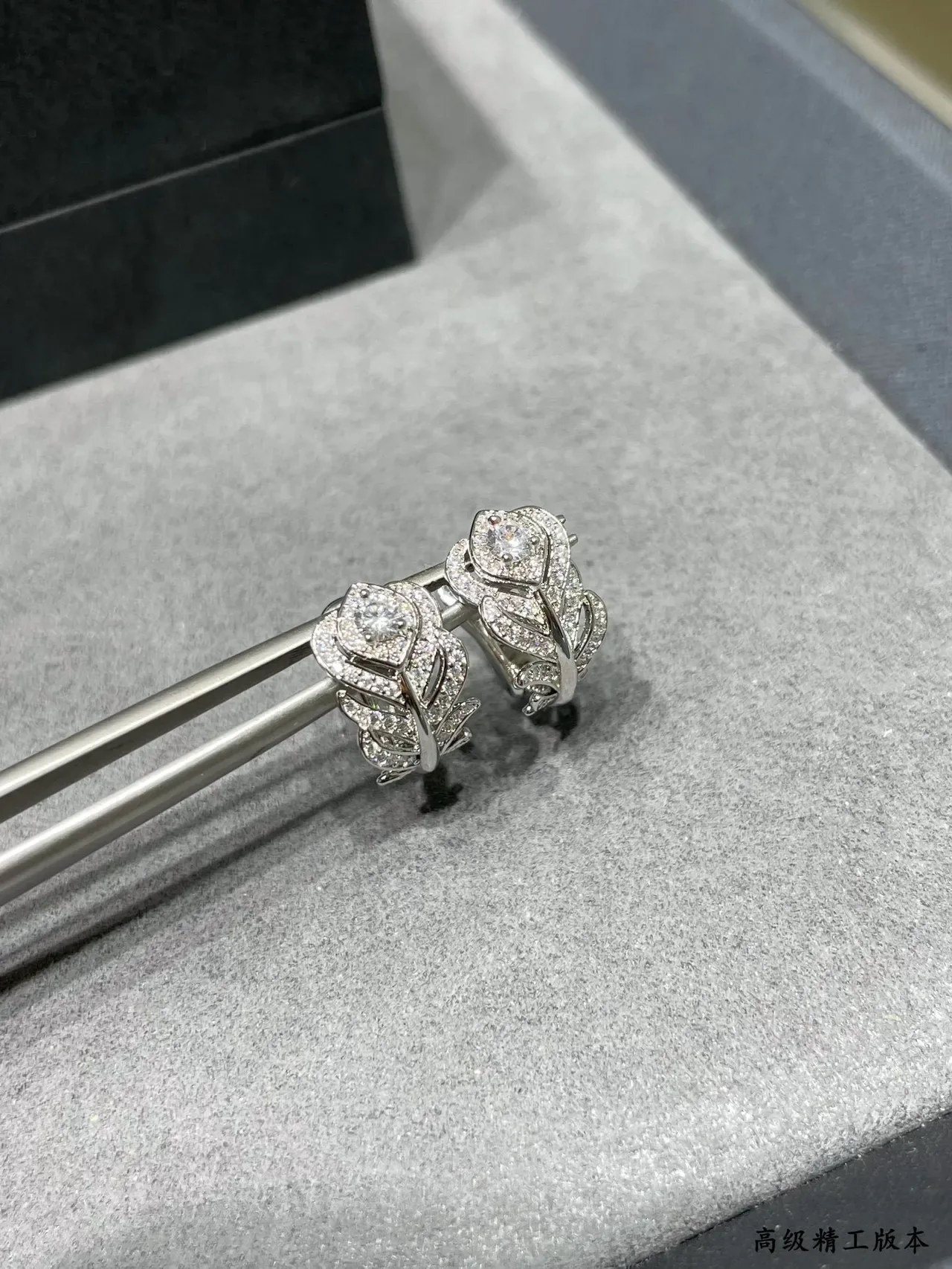 Silver Floral Pavé-Set Hinged Lever-Back Earrings 4